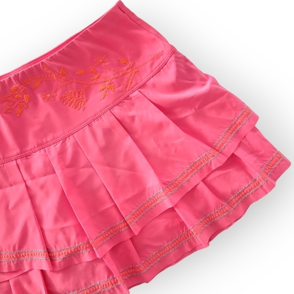 Lucky In Love Pleated Ruffle Skirt Matching Tank Top Barbie Pink Embroidered. - Picture 11 of 16